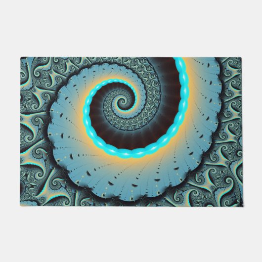 Paillasson Abstraite spirale d'art fractal bleu turquoise ora (Devant)