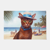 Paillasson Abyssinian cat on Beach, cadeau d'été pour amoureu (Devant)