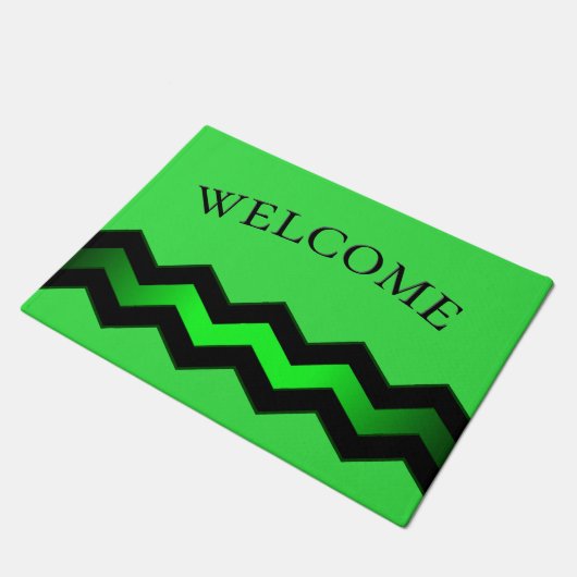 Paillasson Accent vert et noir sur vert clair Bienvenue (Incliné)