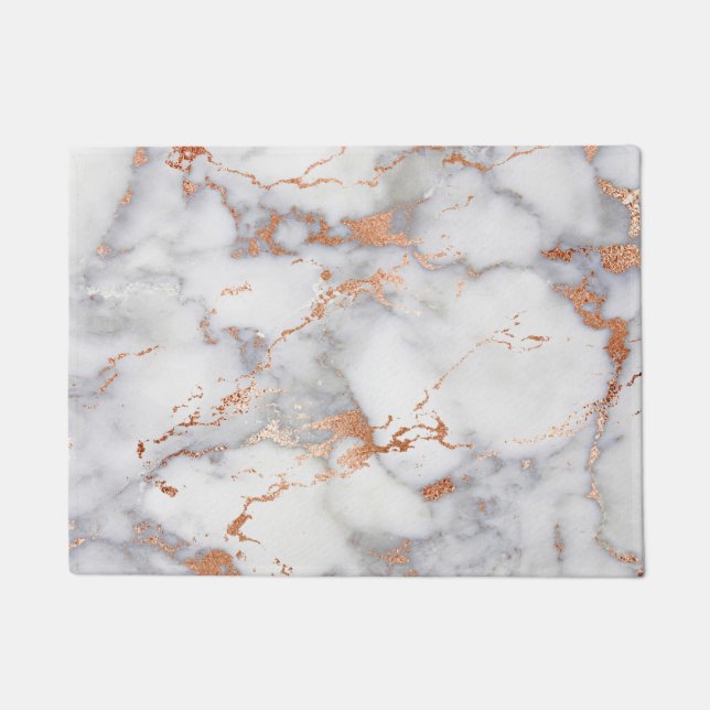 Paillasson Accents de sable et Motif Abstrait blanc (Devant)