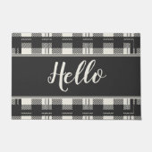 Paillasson Accueil Bonjour Buffalo Plaid Doormat Design (Devant)