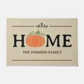 Paillasson Accueil Citrouille orange Beige Personnalisé Nom d (Devant)