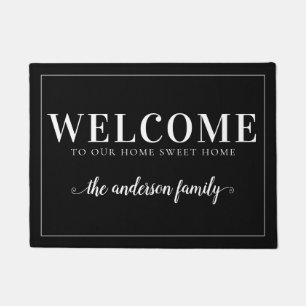 Paillasson Accueil Cute Nom de famille Calligraphie Script No