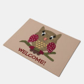 Paillasson Accueil de hibou de coeur de point de polka (Incliné)