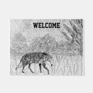 Paillasson Accueil de loup d'art d'animal sauvage