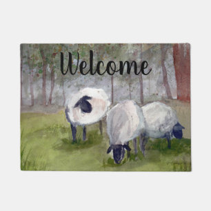 Paillasson Accueil des moutons d'aquarelle