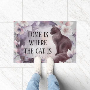 Paillasson Accueil est là où le chat est mignon Quote Aquarel