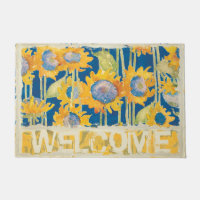 Accueil floral de bleu de motif de tournesol