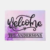 Paillasson Accueil Floral violet personnalisé (Devant)