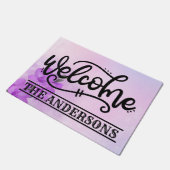 Paillasson Accueil Floral violet personnalisé (Incliné)
