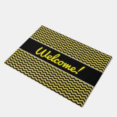 Paillasson "Accueil !" + Ligne onduleuse jaune et noire motif (Incliné)