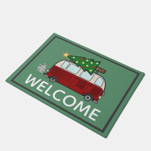 Paillasson Accueil mignon de campeur de Noël (Incliné)