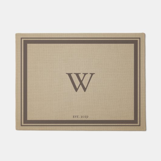 Paillasson Accueil monogramme minimal | Bordure Brown (Devant)