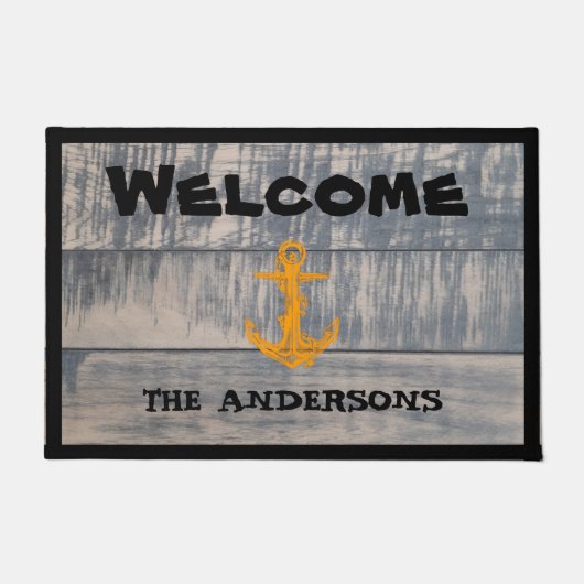 Paillasson Accueil Nautique N'importe quel nom Famille Rustic (Devant)