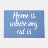 Paillasson Accueil Où Mon Chat Est Blanc Script Bleu (Devant)