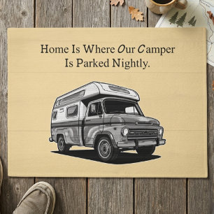 Paillasson Accueil où notre camping-car est garé chaque nuit 