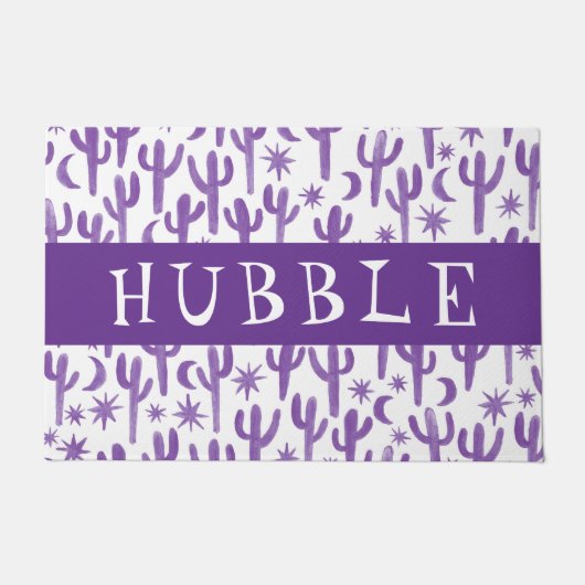 Paillasson Accueil personnalisé nuit désert Saguaro Cactus (Devant)