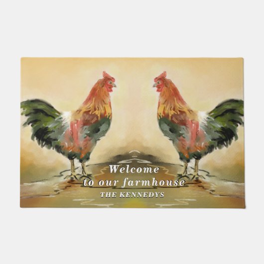 Paillasson Accueil rustique de ferme de coq (Devant)