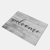 Paillasson Accueil Rustique en bois noir et blanc (Incliné)