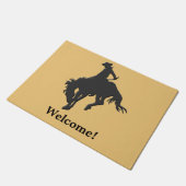 Paillasson Accueil s'opposant de cheval de cowboy noir d'or (Incliné)