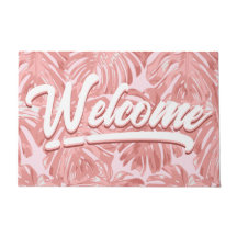 Accueil Tropical Fille Pastel Palm Rose Feuille
