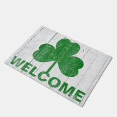 Paillasson Accueil vert rustique de shamrock de Shiplap (Incliné)
