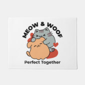 Paillasson Adorable chat et chien Hug - Meow & Woof Design (Devant)