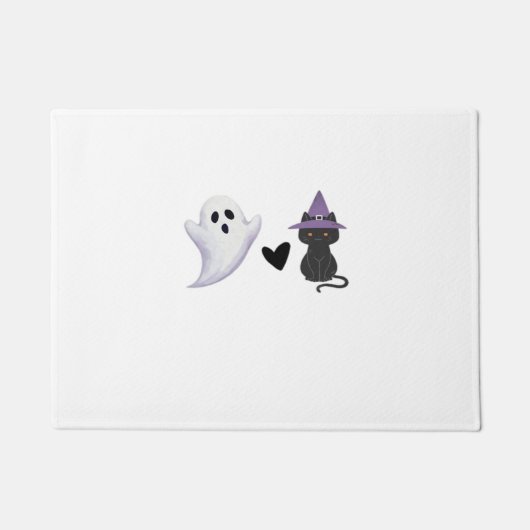 Paillasson Adorable Halloween Duo Friendly Ghost et Black Ca (Devant)
