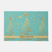 Paillasson Adorable or brillant brillant arbre moderne bleu (Devant)