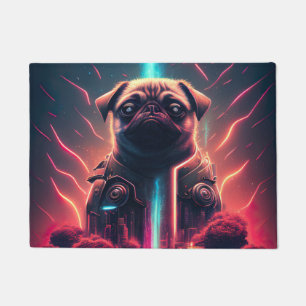 Paillasson Adorable Pug dans un costume de robot futuriste