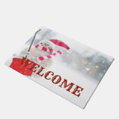 Paillasson Adorable Snowman Avec Chapeau De Père Noël, Bienve (Incliné)