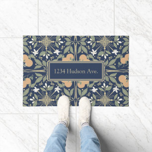 Paillasson Adresse Fleurs d'Orange Motif Bleu Minuit
