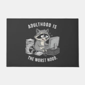 Paillasson Adulthood est le pire Hood Funny Raccoon amoureux (Devant)