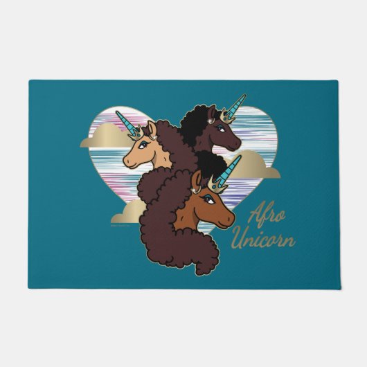 Paillasson Afro Unicorn Trio Coeur Design (Devant)