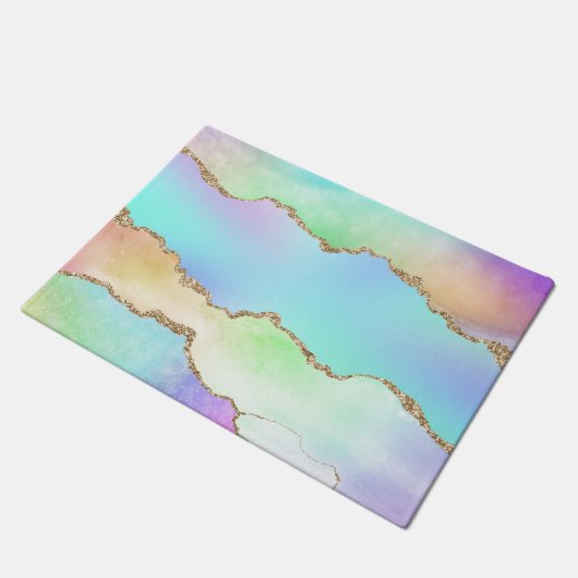Paillasson Agate Holo | Faux Iridescente Pastel Ombre Marble (Incliné)