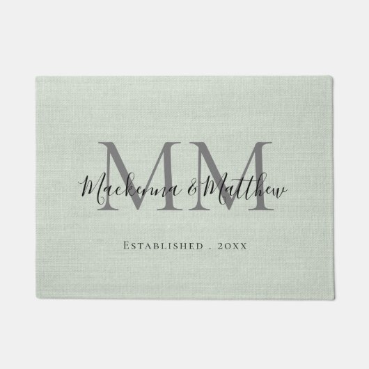Paillasson Agritourisme Monogramme personnalisé Burlap Sage G (Devant)