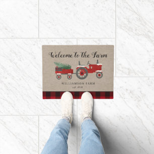 Paillasson Agritourisme Rouge Plaid Personnalisé Monogramme