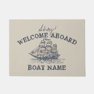 Paillasson Ahoy ! Bienvenue à bord Personnalisé Vintage Nauti