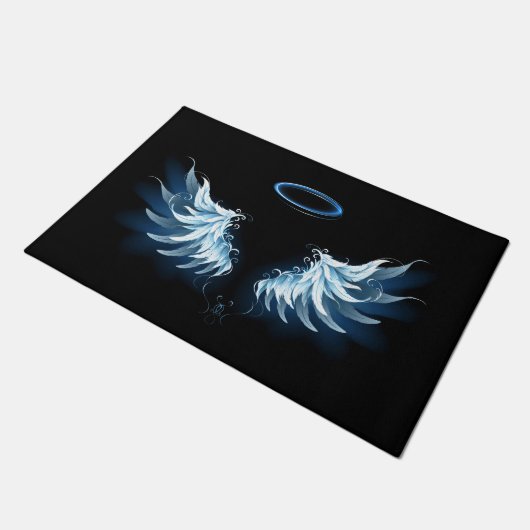 Paillasson Ailes d'angle brillant bleu sur arrière - plan noi (Incliné)