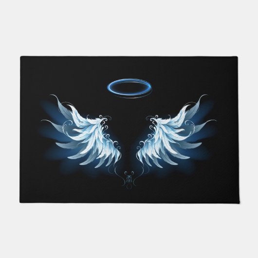 Paillasson Ailes d'angle brillant bleu sur arrière - plan noi (Devant)