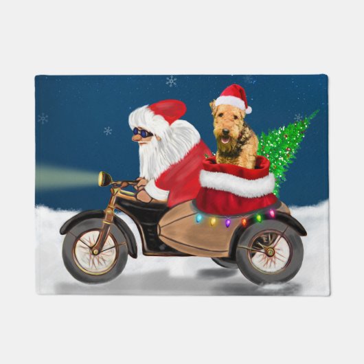 Paillasson Airedale Terrier Chien Noël Père Noël (Devant)