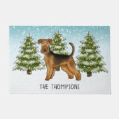 Paillasson Airedale Terrier Chien Snowy Winter Forest Et Nom (Devant)