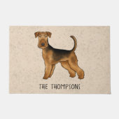 Paillasson Airedale Terrier Cute Dessin Chien Et Nom Beige (Devant)