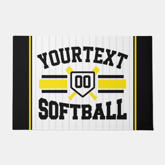 Paillasson AJOUT PERSONNALISÉ NOM Softball Player Varsity Tea (Devant)