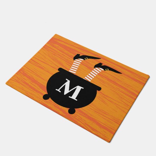 Paillasson Ajouter votre initiale | Sorcière dans un Cauldron (Incliné)