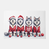 Paillasson Alaskan Malamute Christmas Dress Santa Hat (Devant)