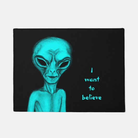 Paillasson Alien gris, je veux croire (Devant)