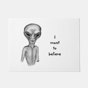 Paillasson Alien gris, je veux croire