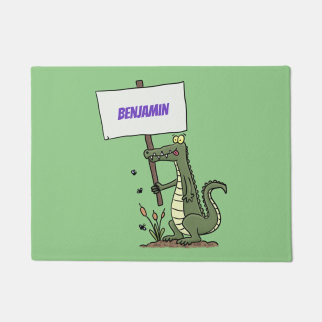 Paillasson Aligator de crocodile drôle avec dessin animé (Devant)