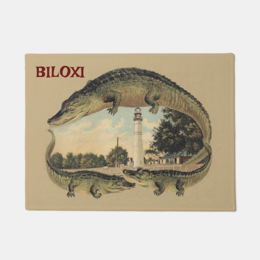 Paillasson Alligators et phare, Bienvenue, mat de porte (Devant)